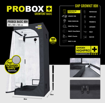 Growbox Komplettset 80x80 Zubehör Lucky Hemp   